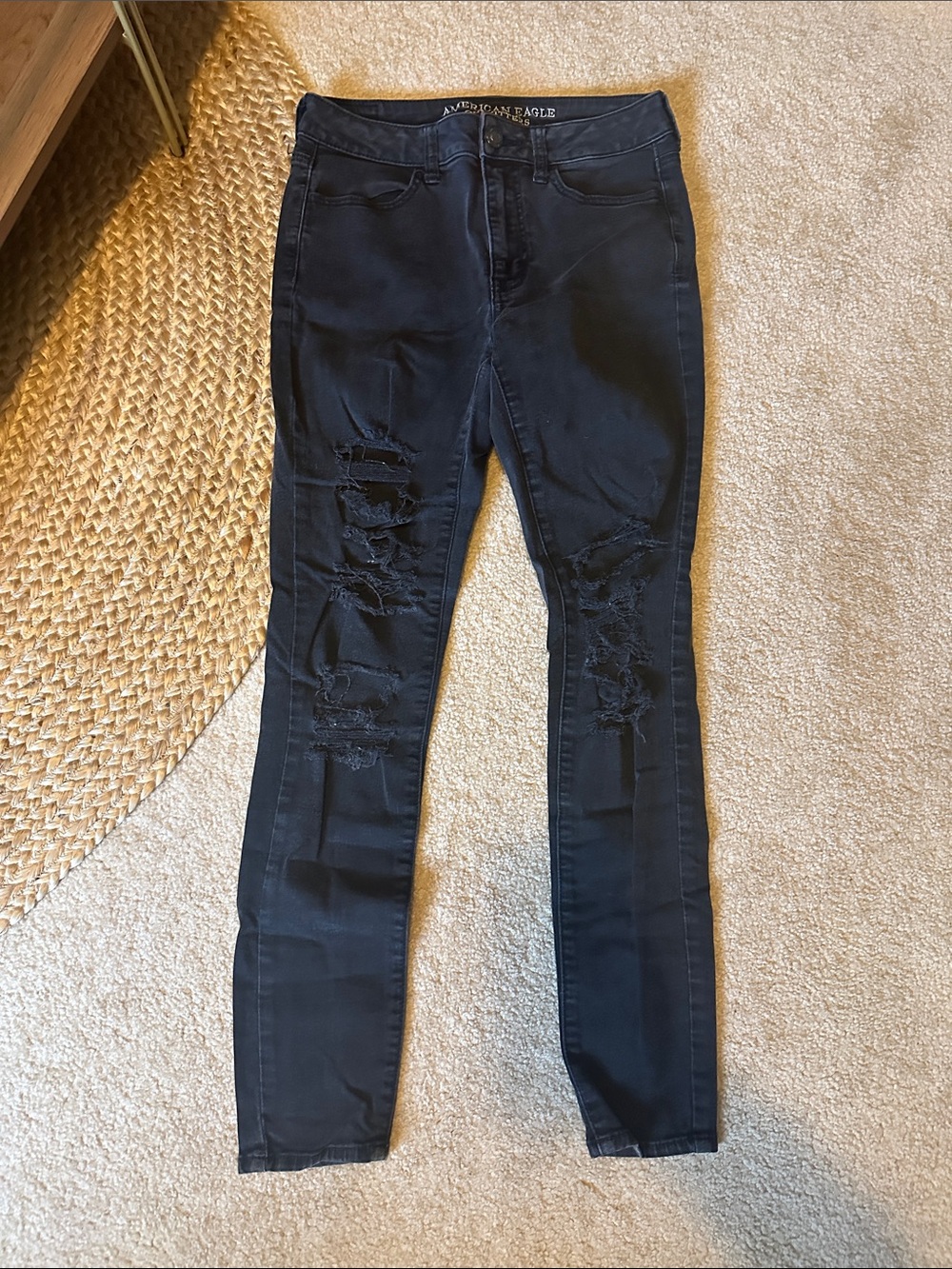 American Eagle Black Ripped Skinny Jeans